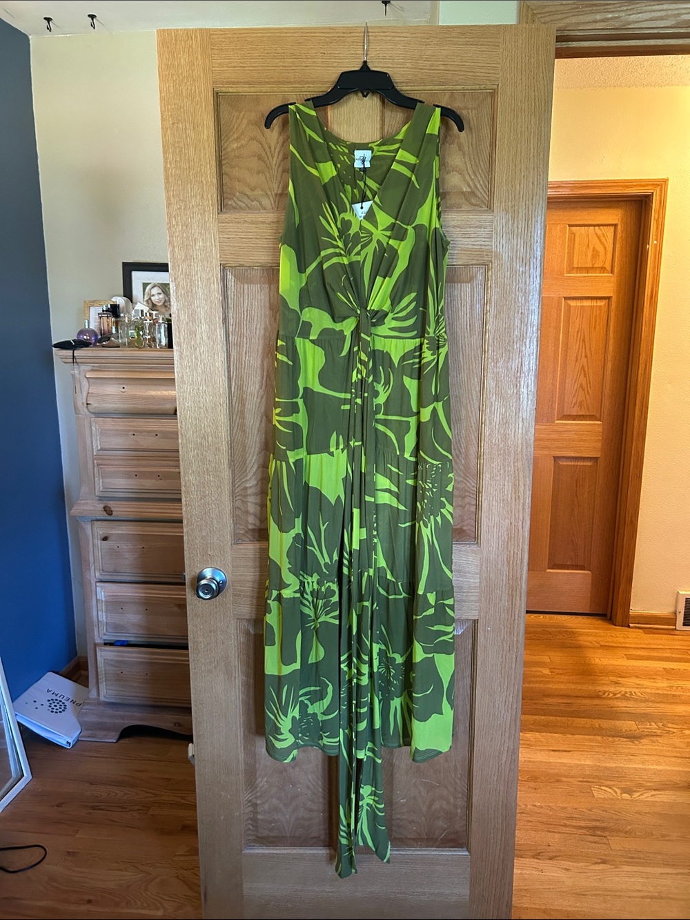 CAbi Green Floral Maxi Dress
